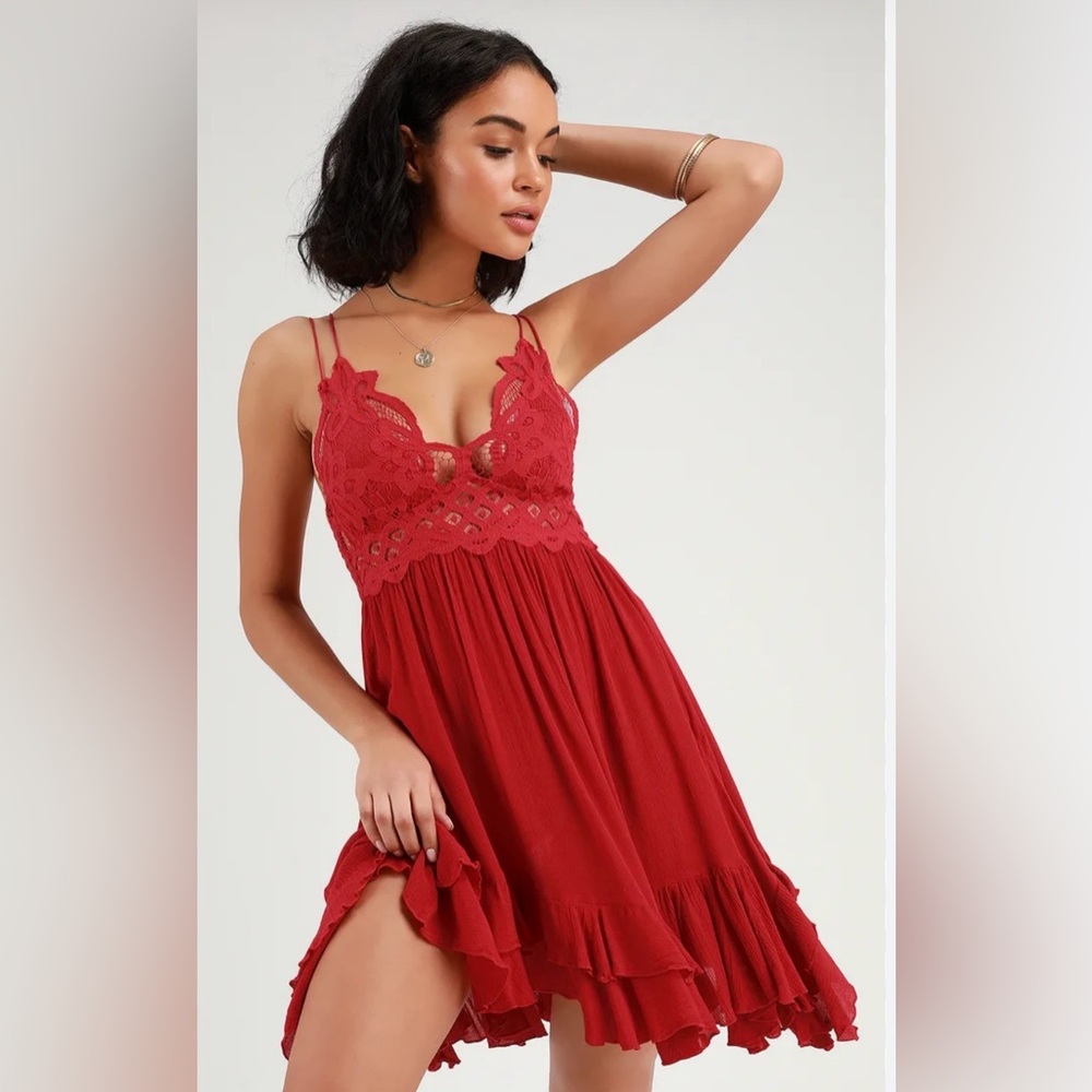 Free People Red Lace Dress